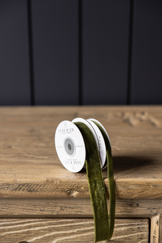 Ribbon Sage Velvet Holiday Decor