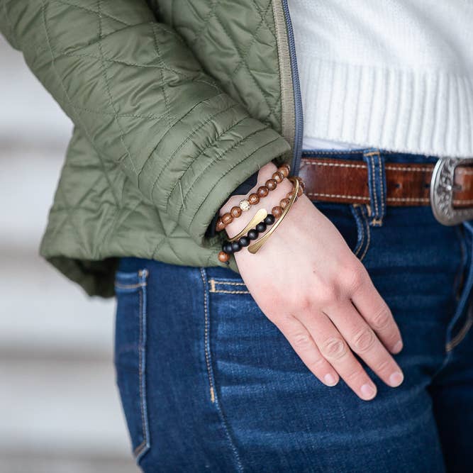 Donnelly Wood & Stone Bead Bracelet: Marble