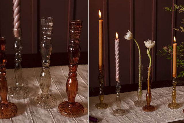 Yellow Antique Glass Candle Holder