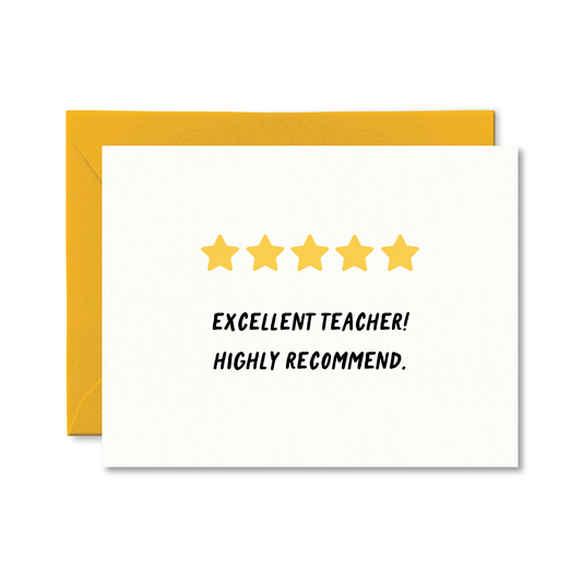 Five Star Teacher Card