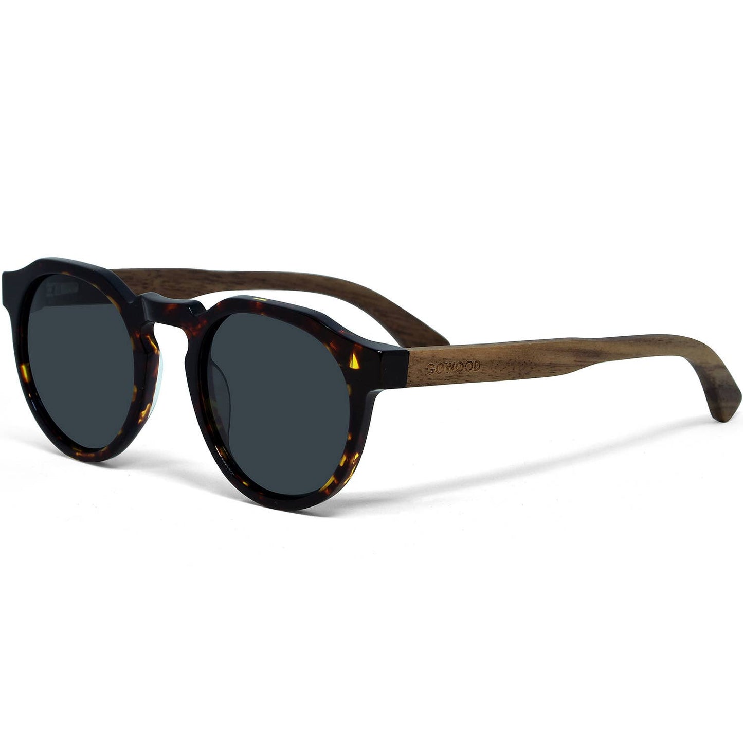 Walnut Tortoise Panto Sunglasses