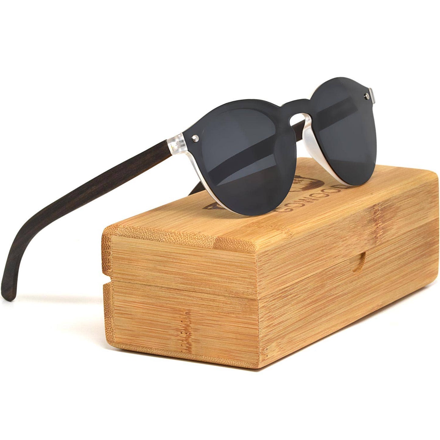 Round Ebony Wood Sunglasses