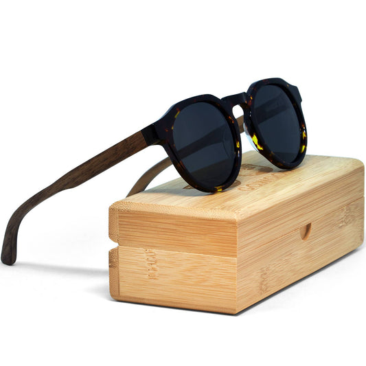Walnut Tortoise Panto Sunglasses