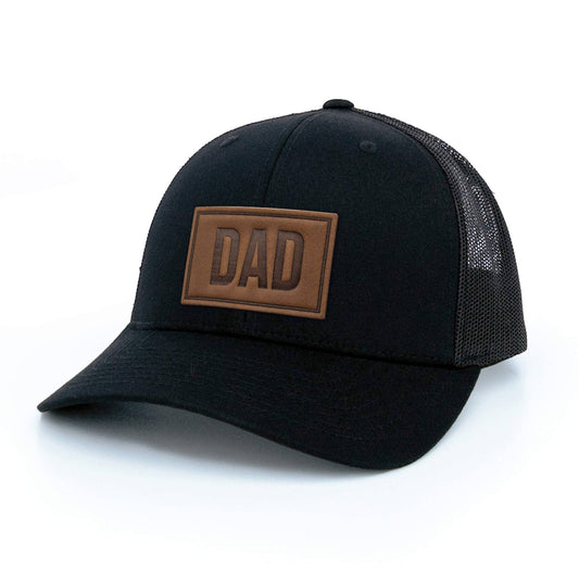 DAD | Black Leather Patch Hat