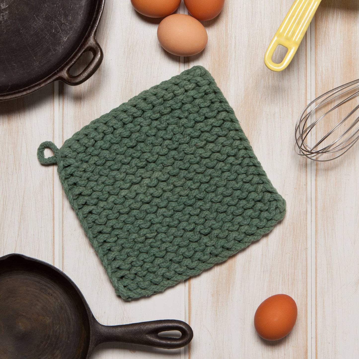 Jade Green Knit Potholder
