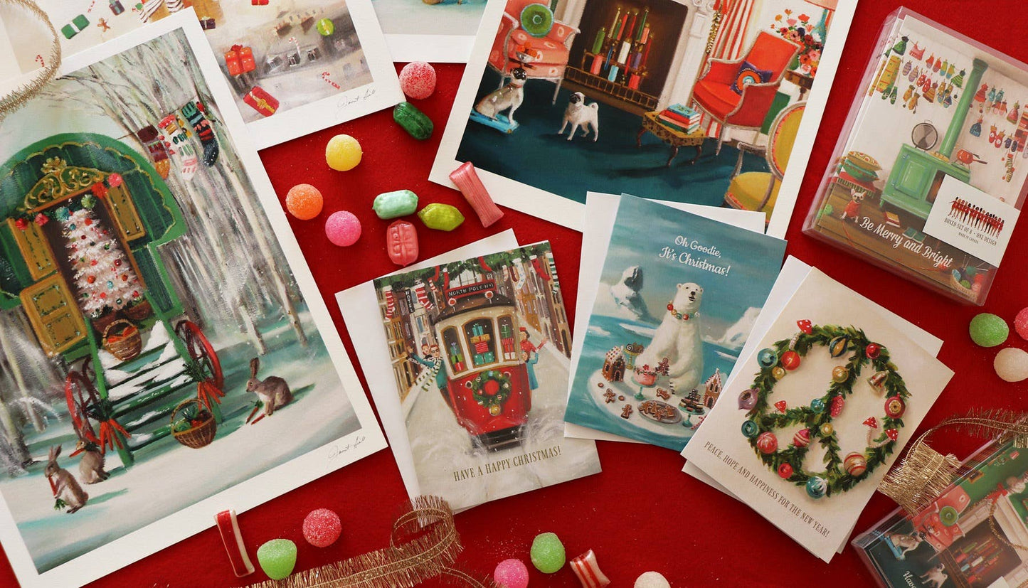 The Peppermint Family Christmas Trolley Card