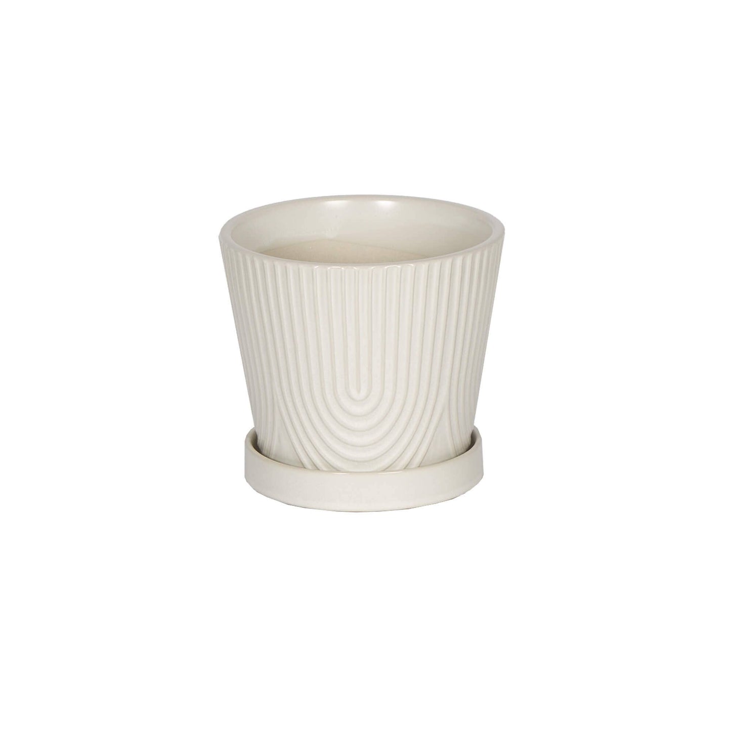 White Ceramic Pot with Saucer