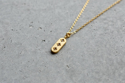 Crystal Three Star Gold Necklace