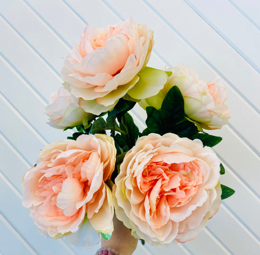 Faux Peach Peony Bush