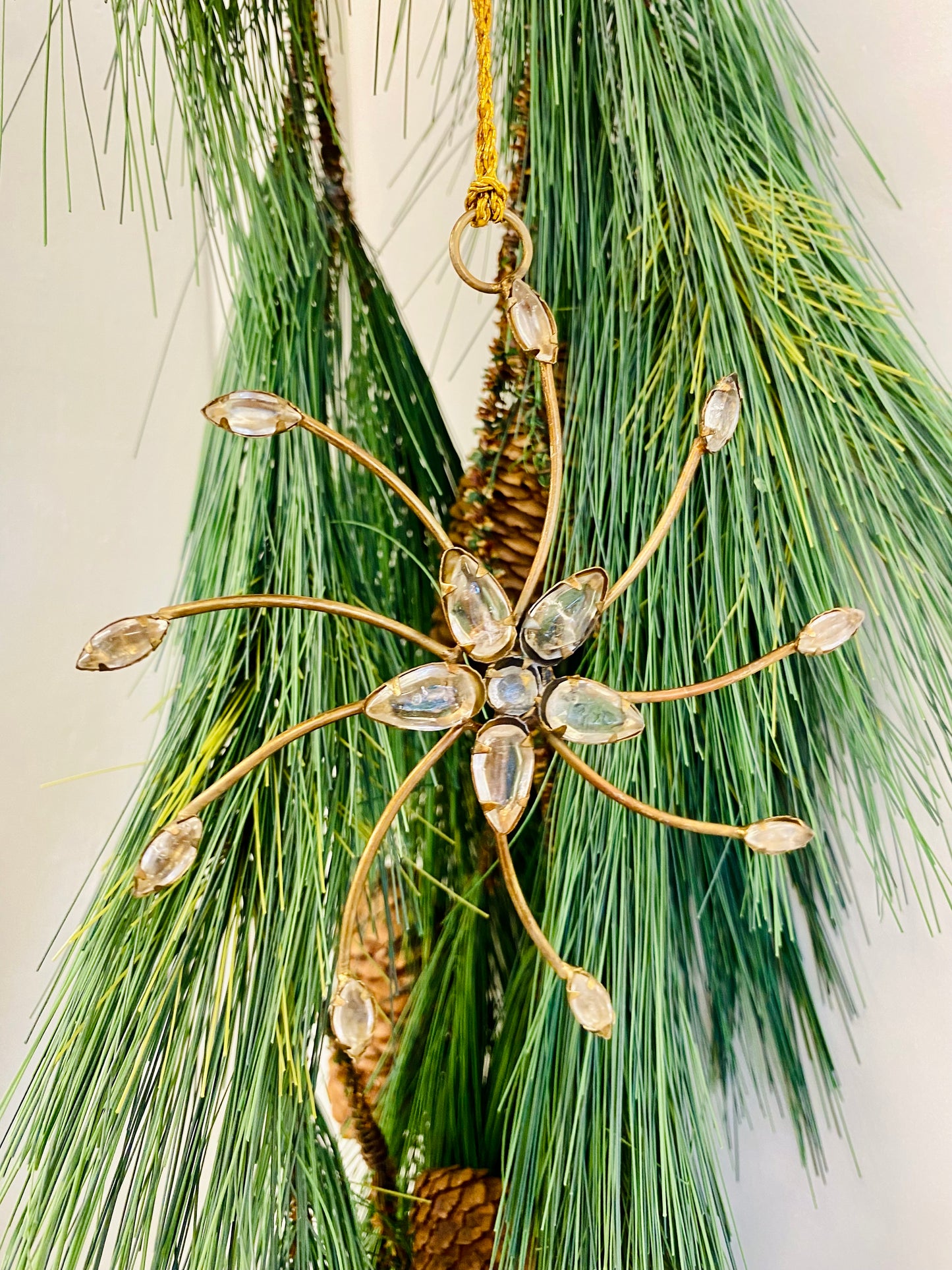 Beaded Snowflake Ornament | Antique Brass