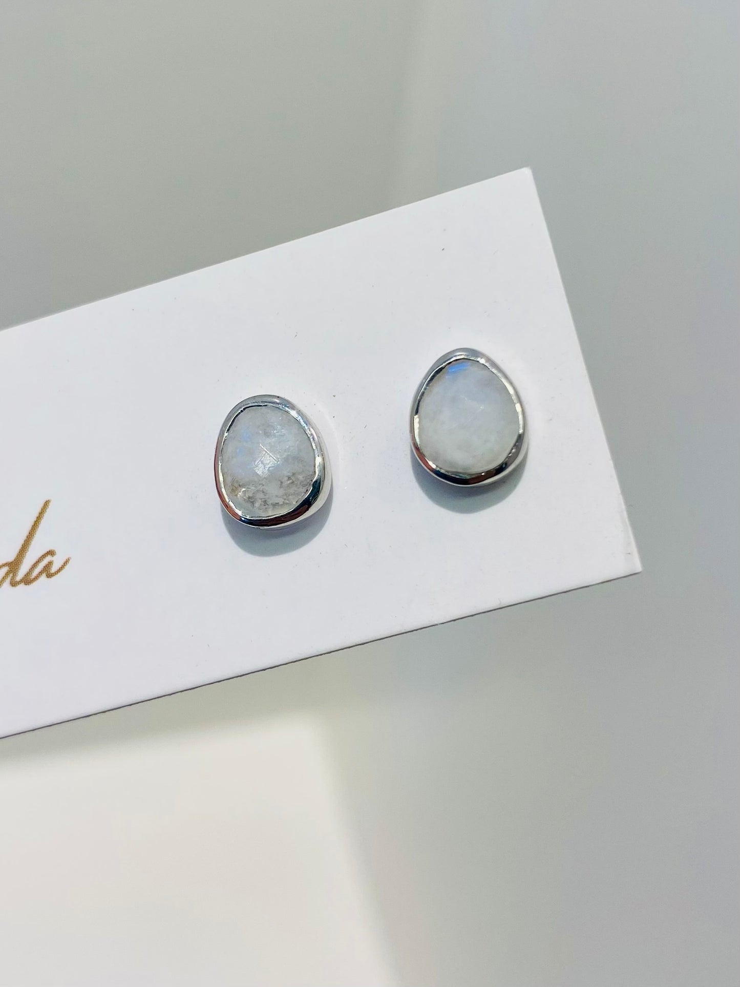 Moonstone & Silver Studs