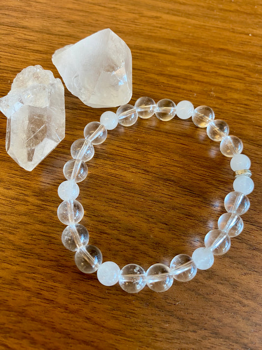 Clear Quartz & White Jade Bracelet