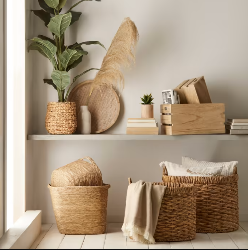 Natural Fiber Oval Storage Basket