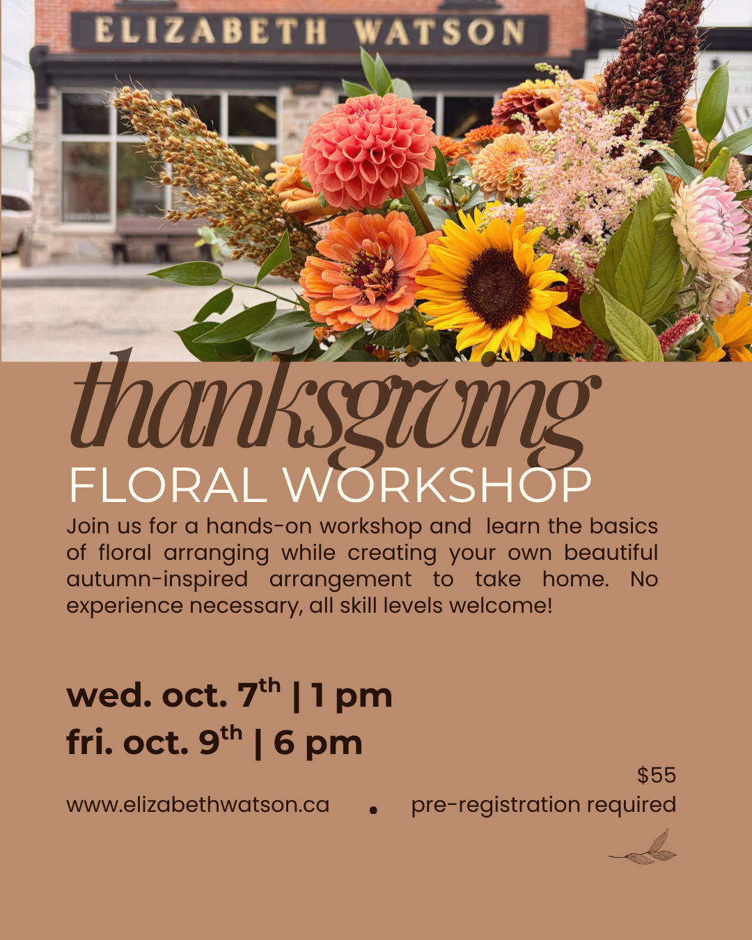 Thanksgiving Floral Workshop | Friday, Oct. 9th 6PM