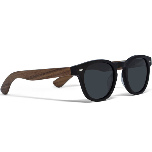 Round Walnut Wood Sunglasses