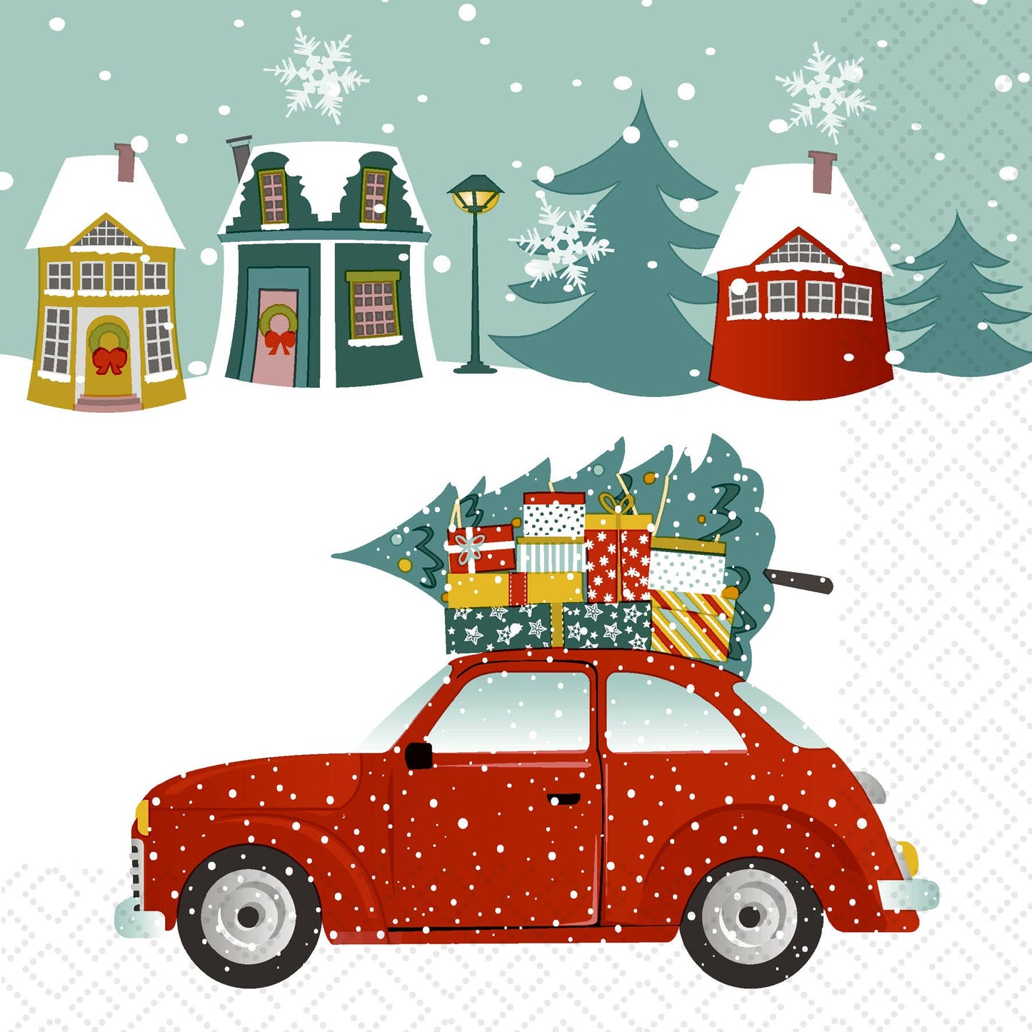 Xmas Car - Luncheon Napkin