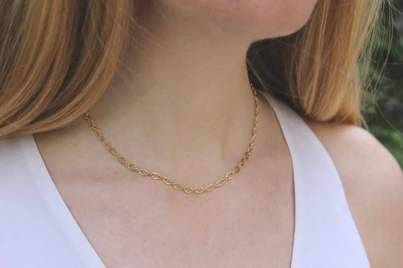 Bevelled Oval Chain Layering Necklace