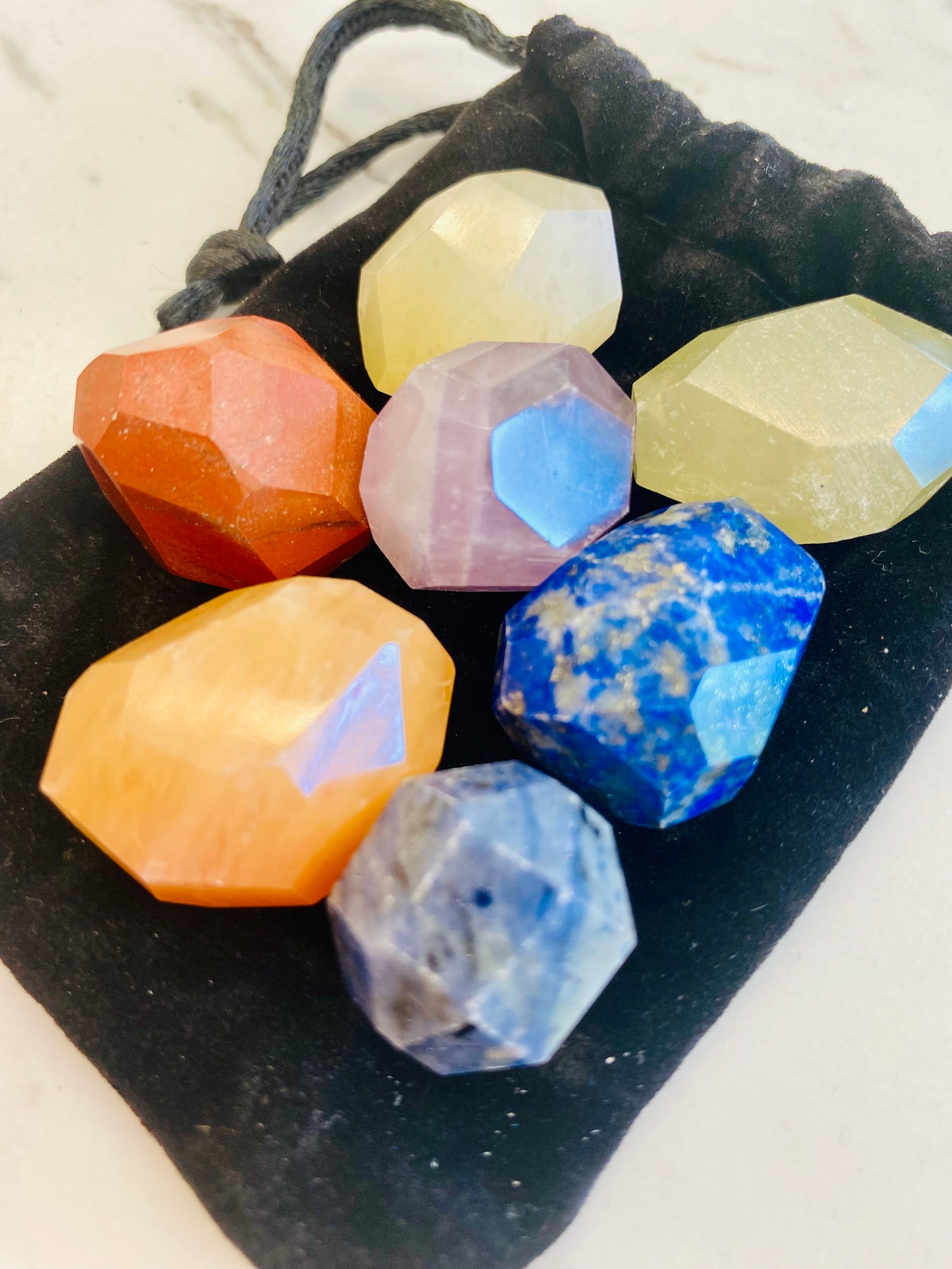 Faceted Tumbled Stone Chakra Set