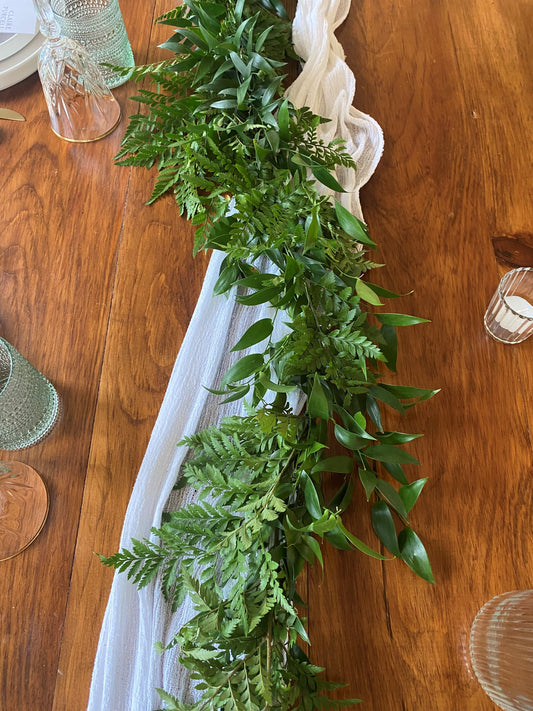 Leather Leaf & Italian Ruscus Garland