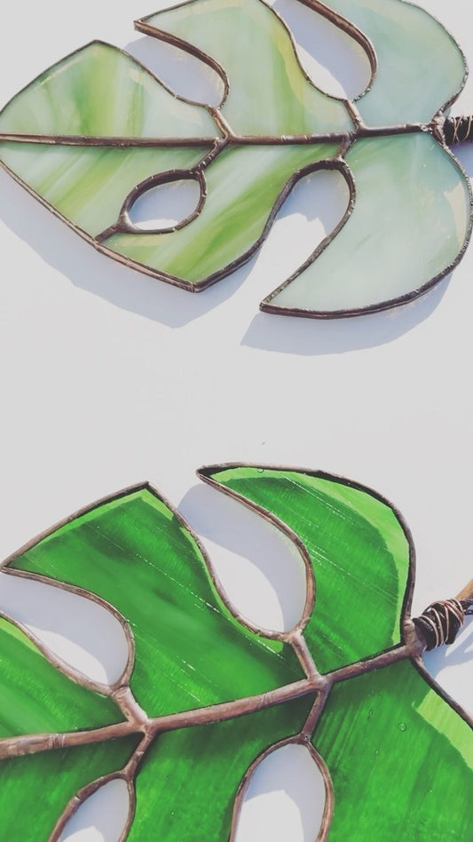 Stained Glass Monstera Leaf