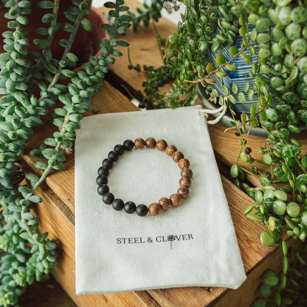 Wood & Onyx Bracelet