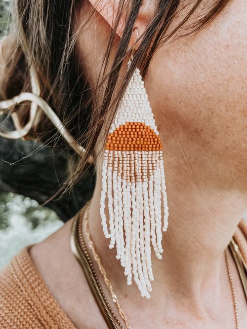 Sunrise Beaded Finge Earrings