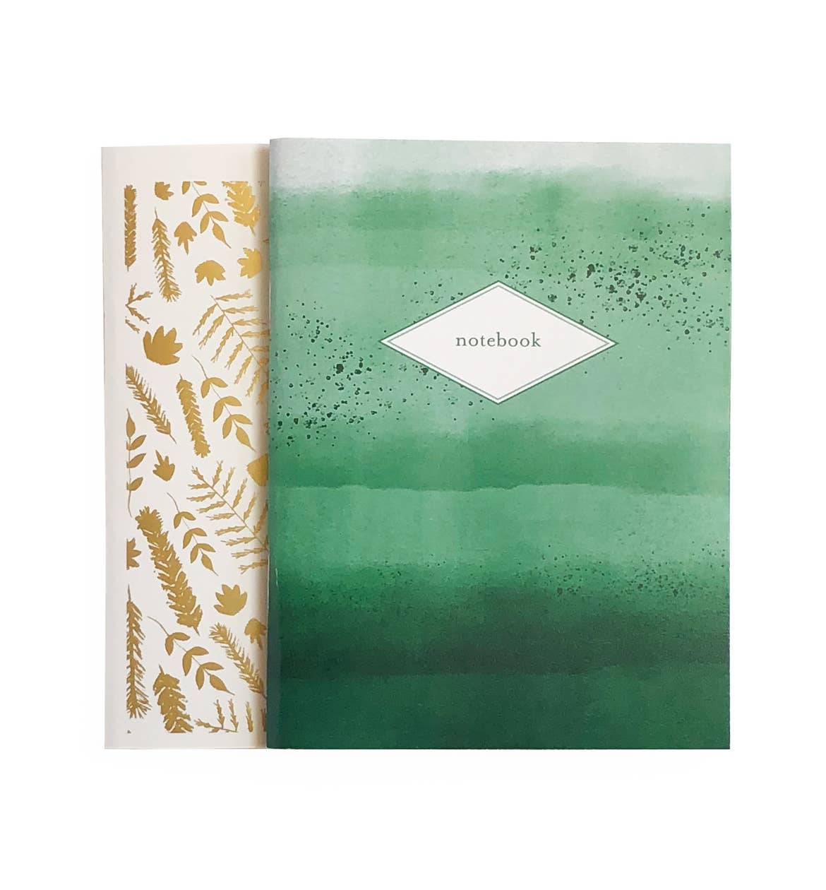 Green Watercolour and Botanical Leaves Notebook Pair