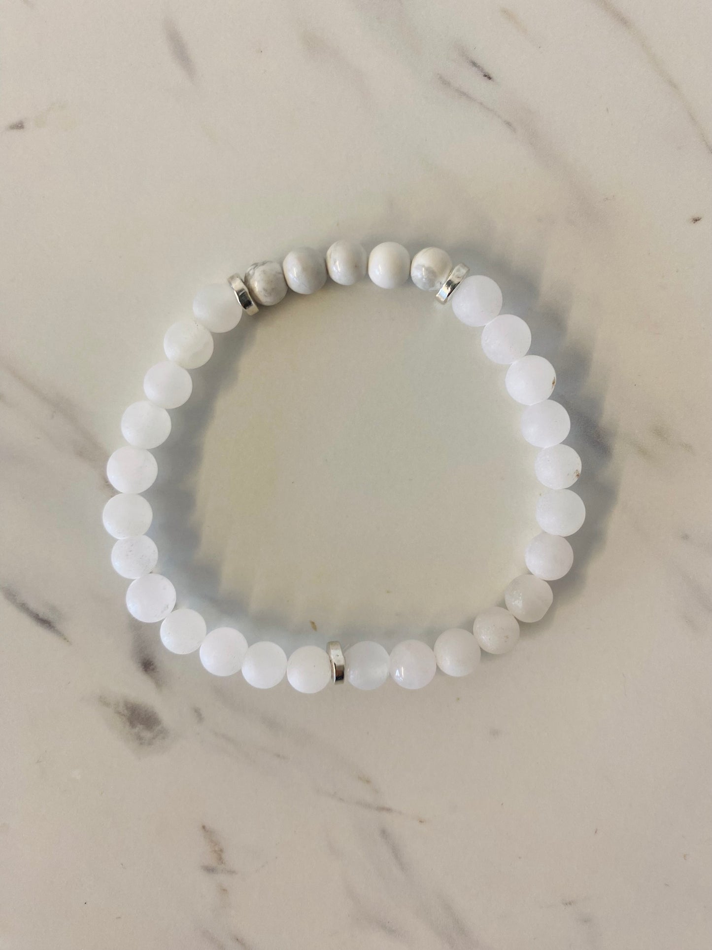 Rose Quartz & Howlite Gemstone Bracelet