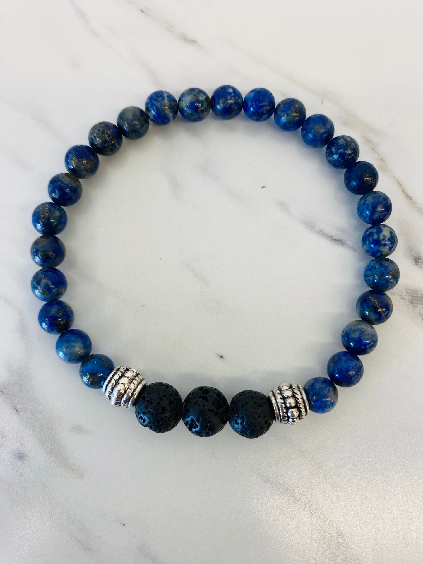 Lapis & Lavastone Gemstone Bracelet