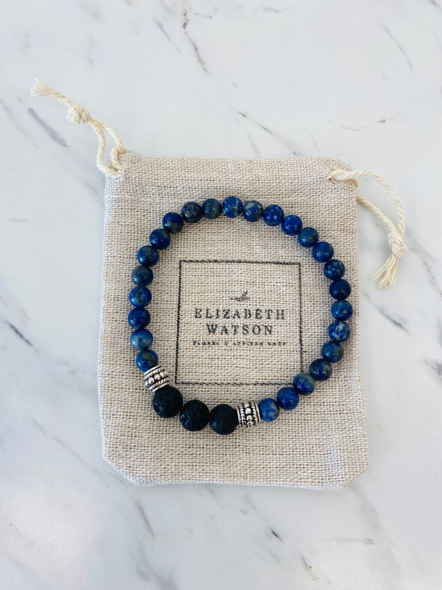 Lapis & Lavastone Gemstone Bracelet