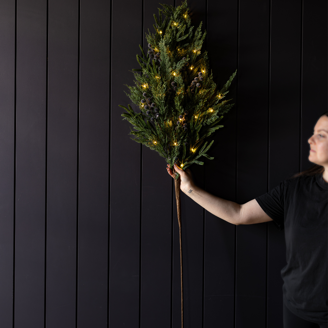 Navy Frosted Berry Cypress Stem