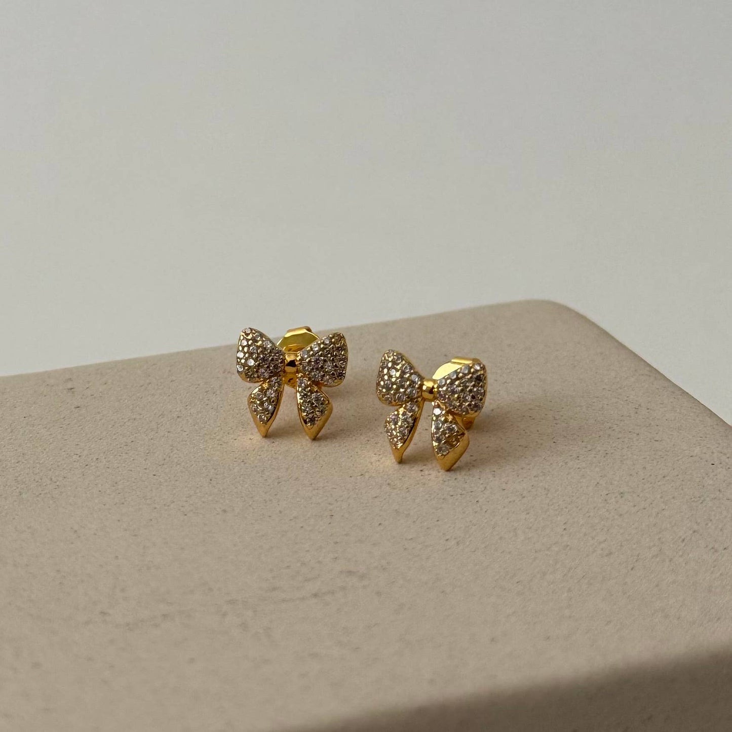Pave Bow Studs | Gold