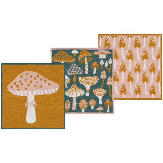 Jubilee Mushroom Gems Knit Dishcloth Set of 3