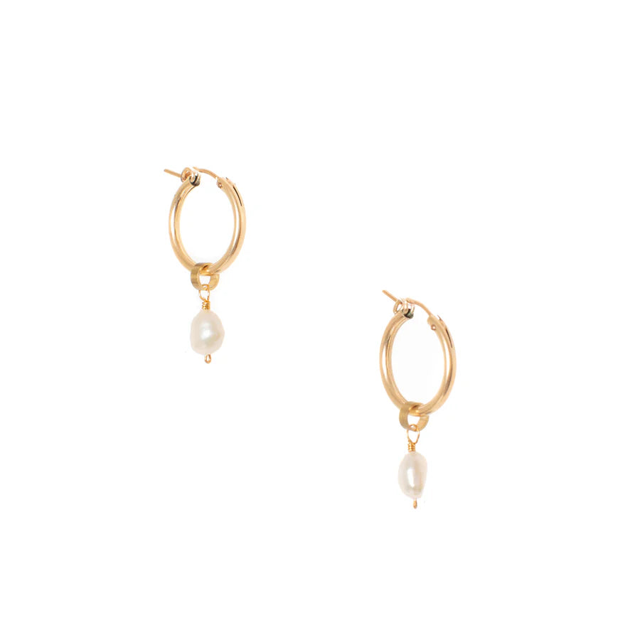 Classic Drake Hoop Earrings | Pearl
