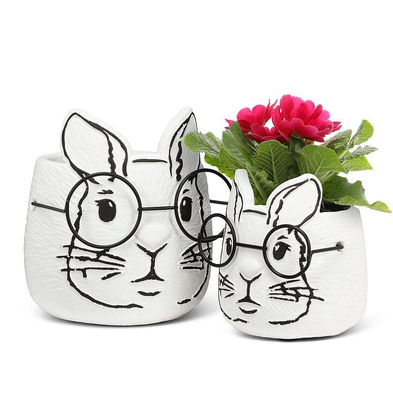 Bunny Planter with Glasses