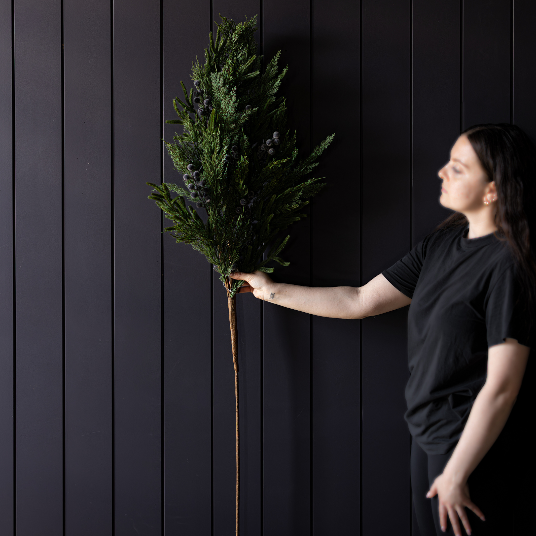 Navy Frosted Berry Cypress Stem