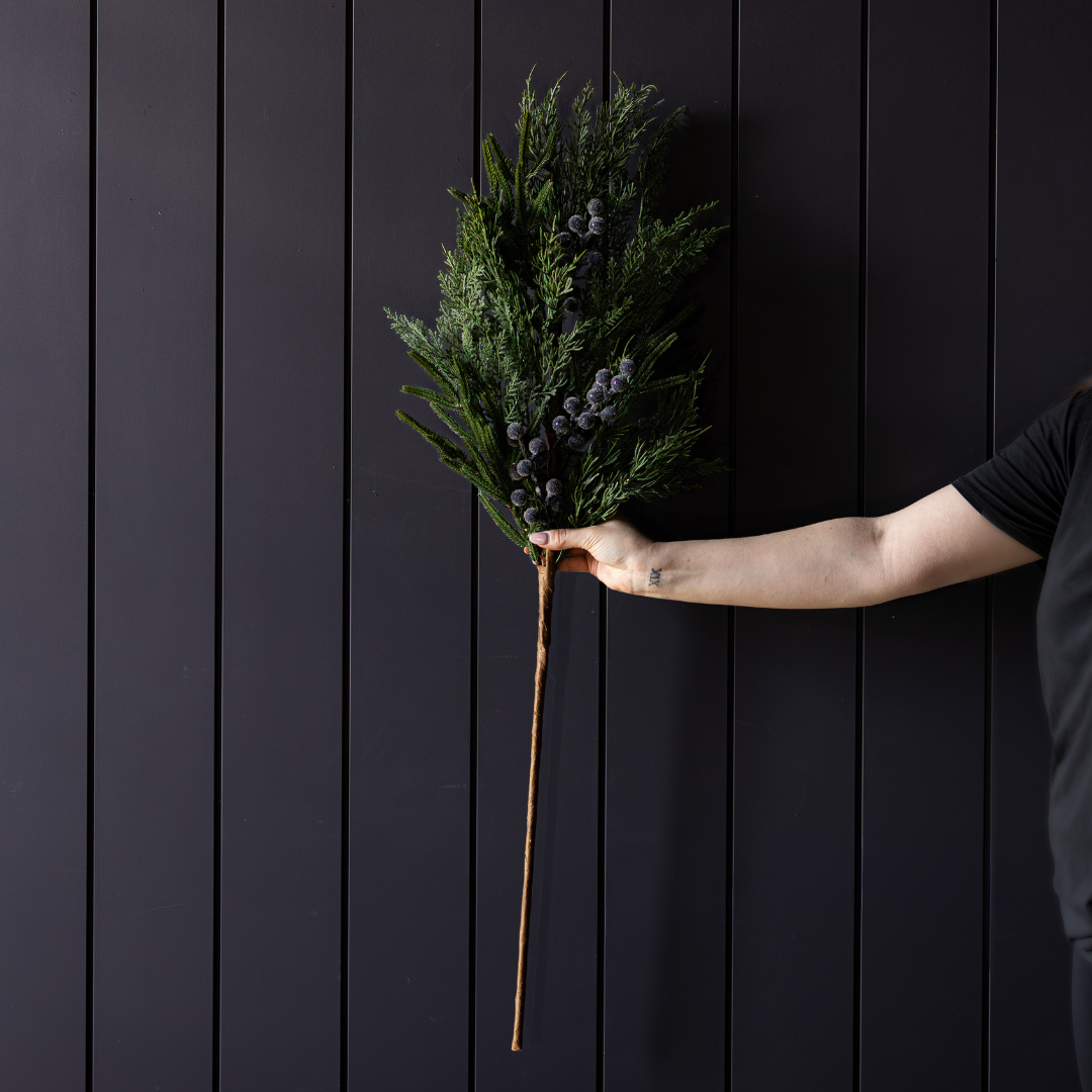 Navy Frosted Berry Cypress Stem