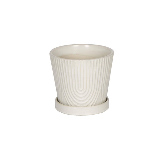 White Ceramic Pot with Saucer