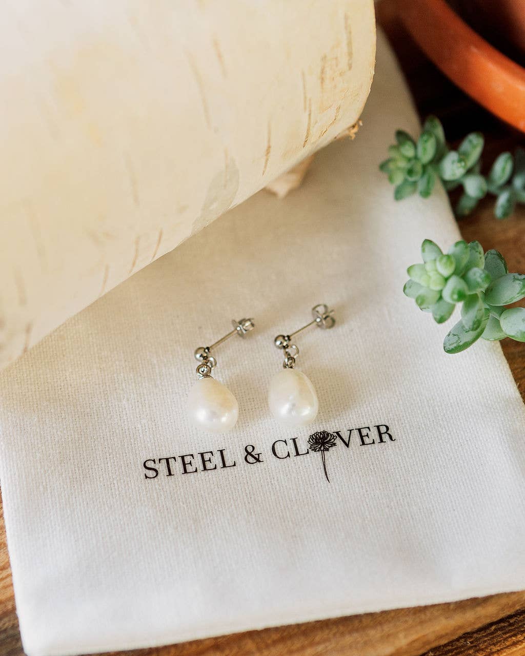 Pearl Drop Earrings | Silver