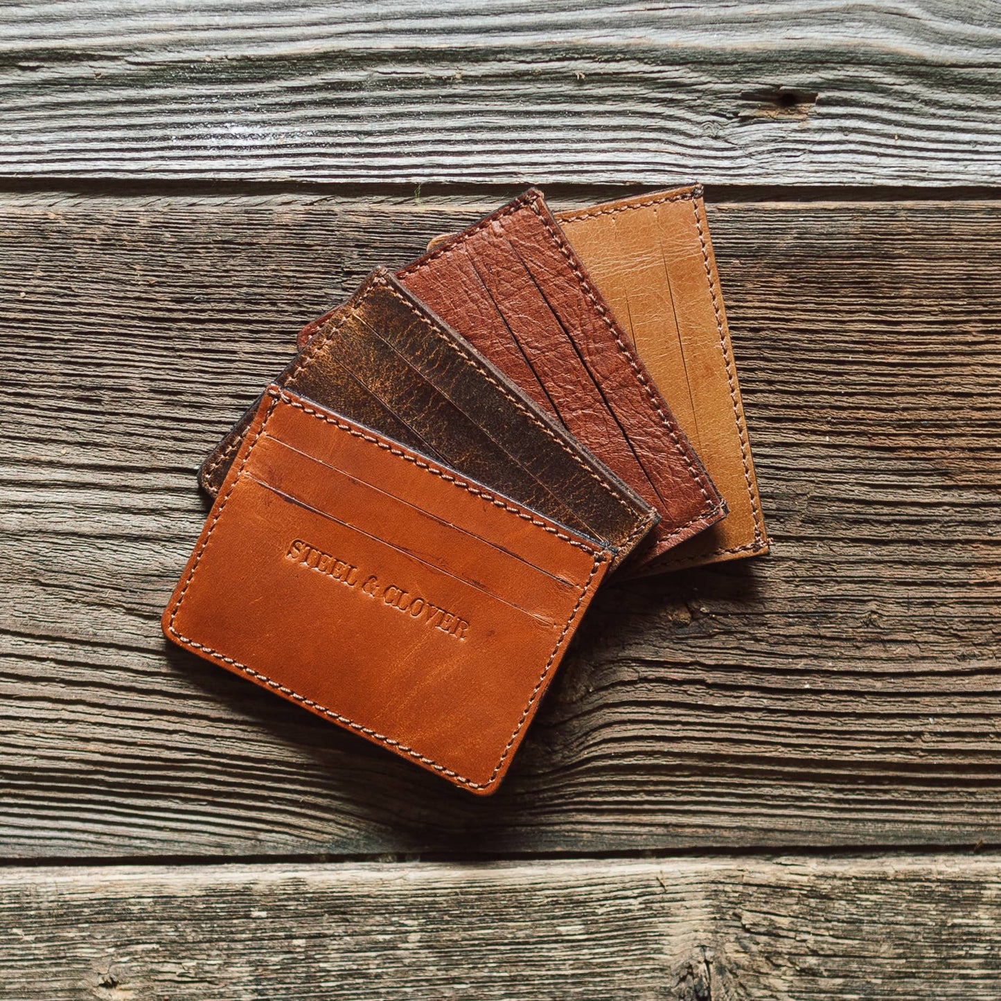 Flying Shot Leather Card Wallet: Whiskey