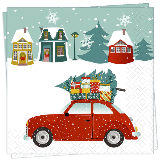 Xmas Car - Luncheon Napkin