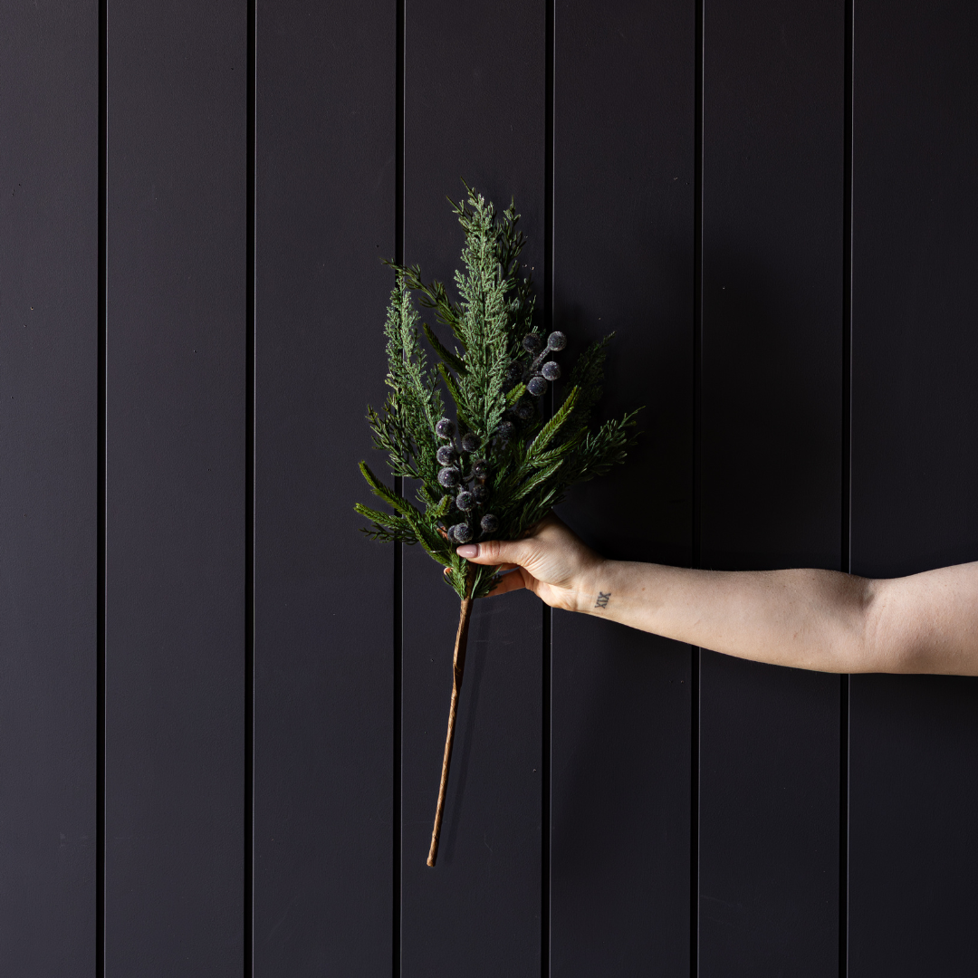Navy Frosted Berry Cypress Stem