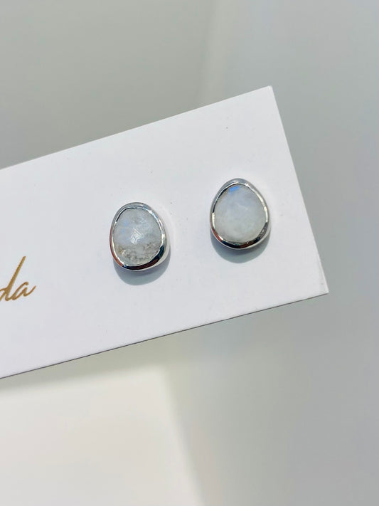 Moonstone & Silver Studs