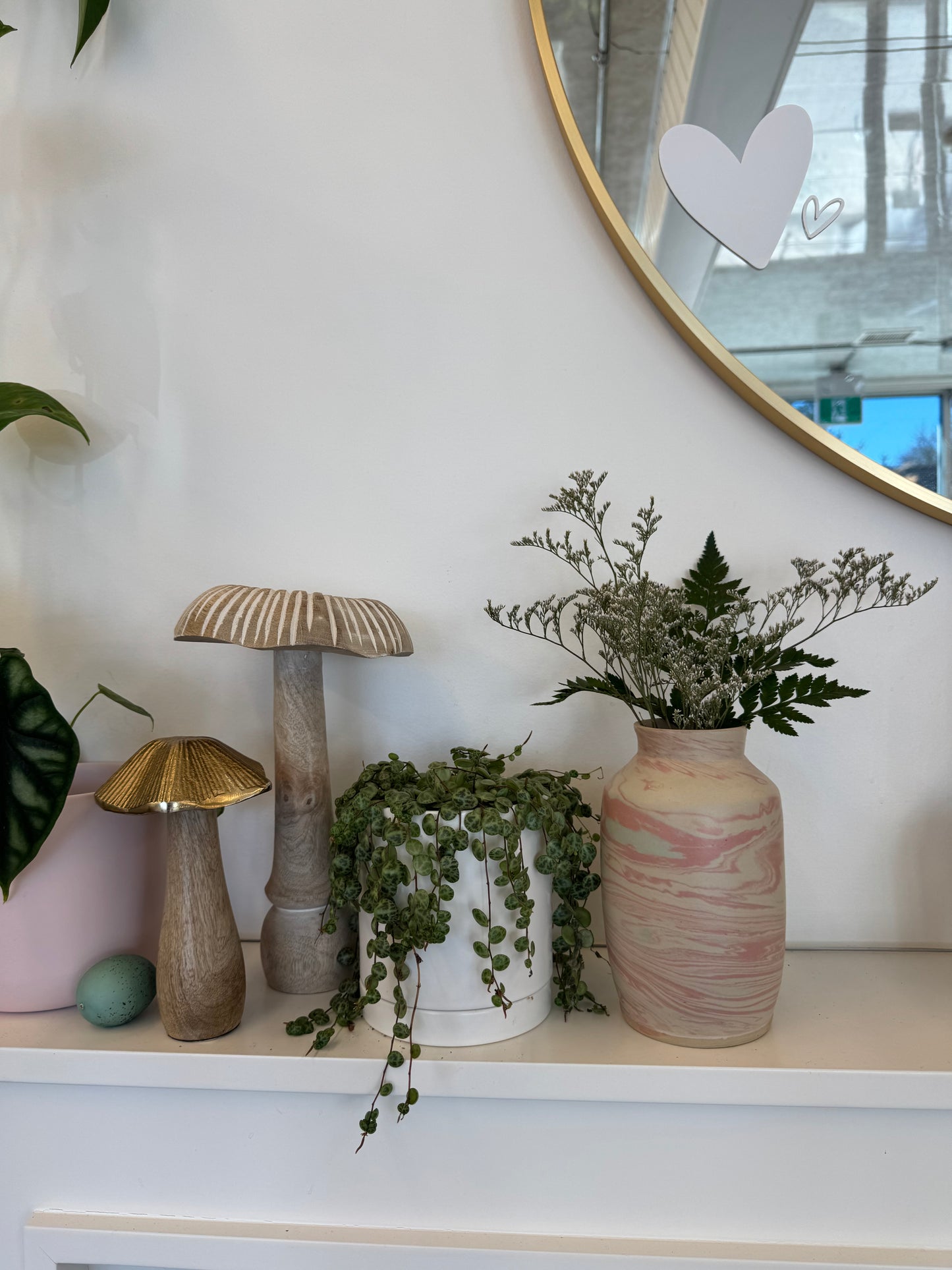 large pink & green marrble vase I pottery