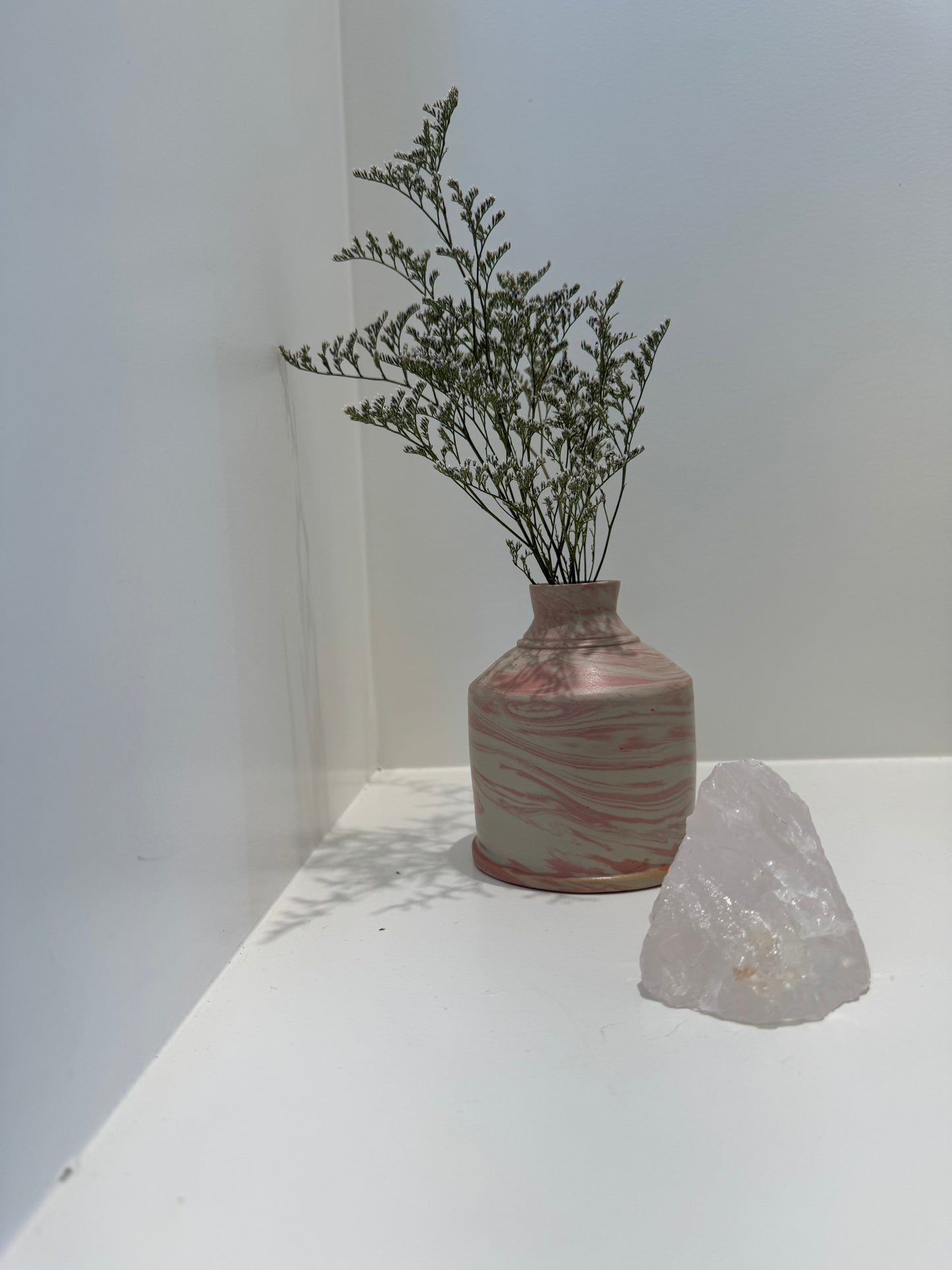 bottle neck green & pink vessel I pottery