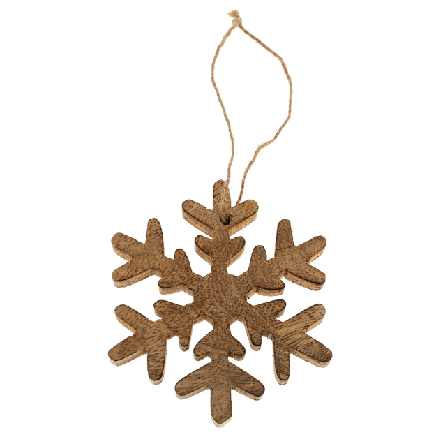 Wooden Frosty Snowflake Ornament