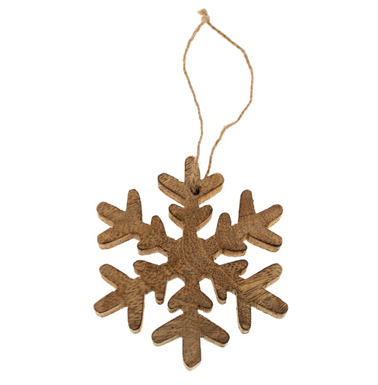 Wooden Frosty Snowflake Ornament