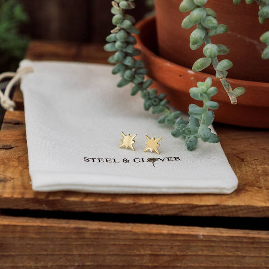 North Star Stud Earrings | Yellow Gold