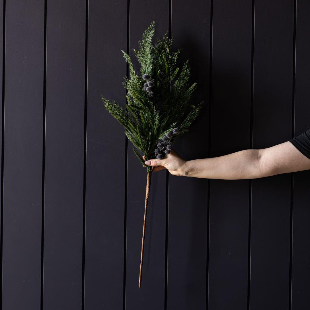 Navy Frosted Berry Cypress Stem