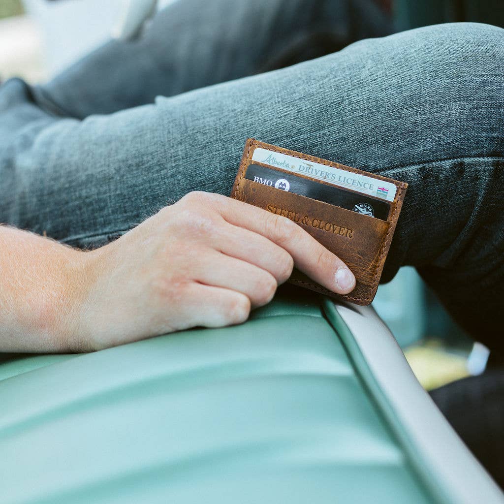Flying Shot Leather Card Wallet: Whiskey